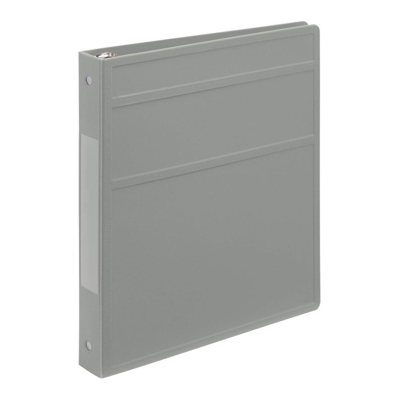 Carstens 1-Inch Heavy Duty 3-Ring Binder - Side Opening, Ash Gray, Durable Plastic, Precision No-Gap Rings, Waterproof Cover, No Pockets, Holds 125 US Letter Sheets, BPA-Free, Made in USA (8702-3R) - Image 1